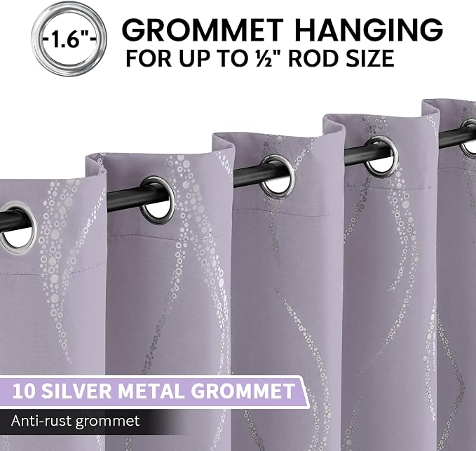 Yakamok Lilac Light Blocking Curtains - Image 3