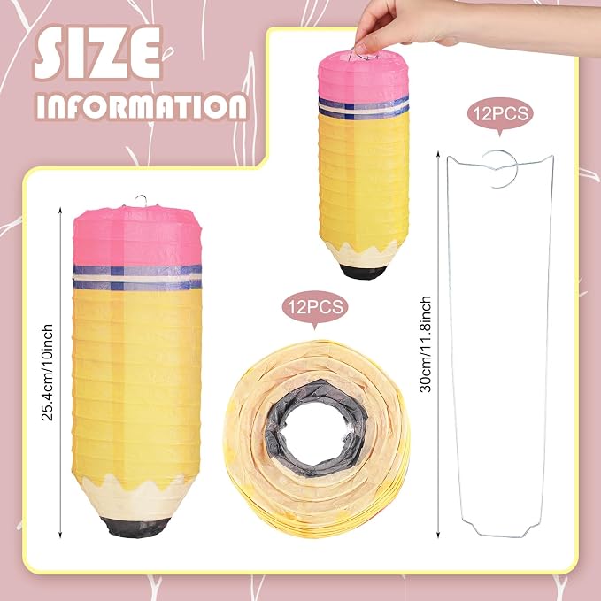 Retisee 12 Pcs Pencil Hanging Paper Lantern - Image 3
