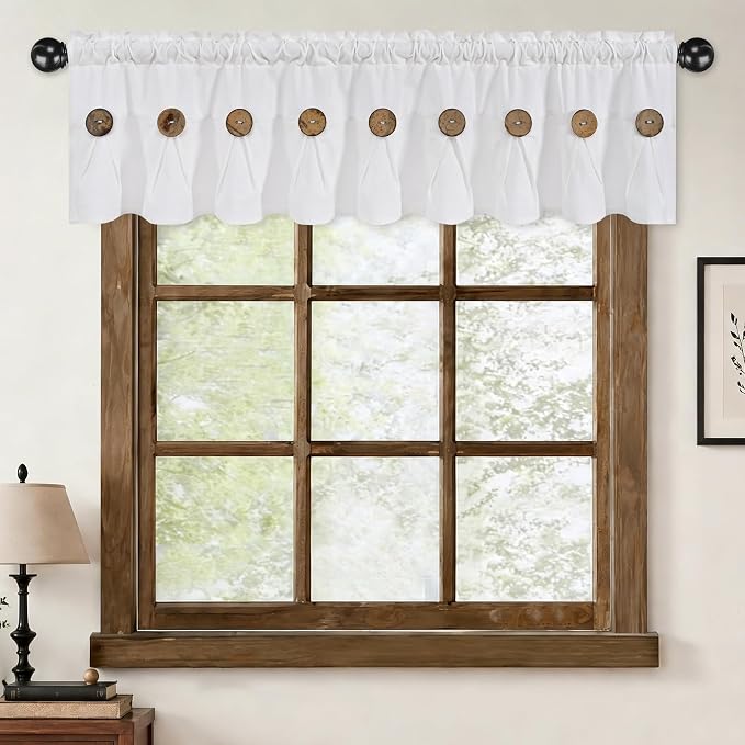 Farmhouse Valance Curtains, Boho Cotton Linen Kitchen Valance, Rod Pocket - Image 5