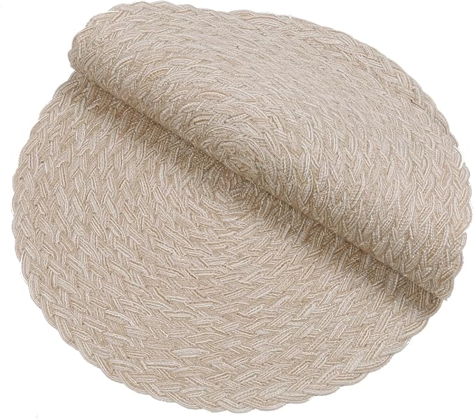 SHACOS Round Braided Placemats 15 inch Set of 6 Thick Boho Kitchen Table - Image 3