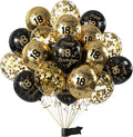 Black Gold 18th Birthday Balloons Pack of 15 Boys Girls Happy 18th Birthday by Hongplus