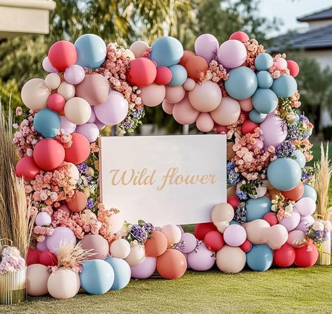 Pastel Balloon Garland Double Stuffed Dusty Pink Blue Cream Balloon Light - Image 2