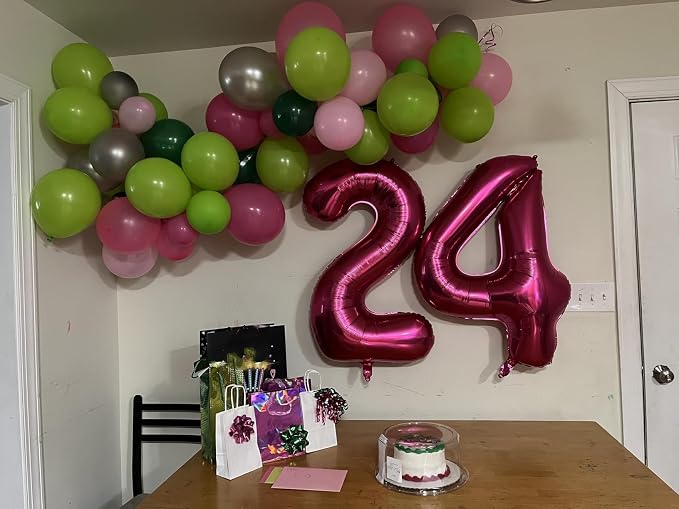 4 Balloon Numbers Birthday Decorations, 40In Rose Purple Balloons - Image 2