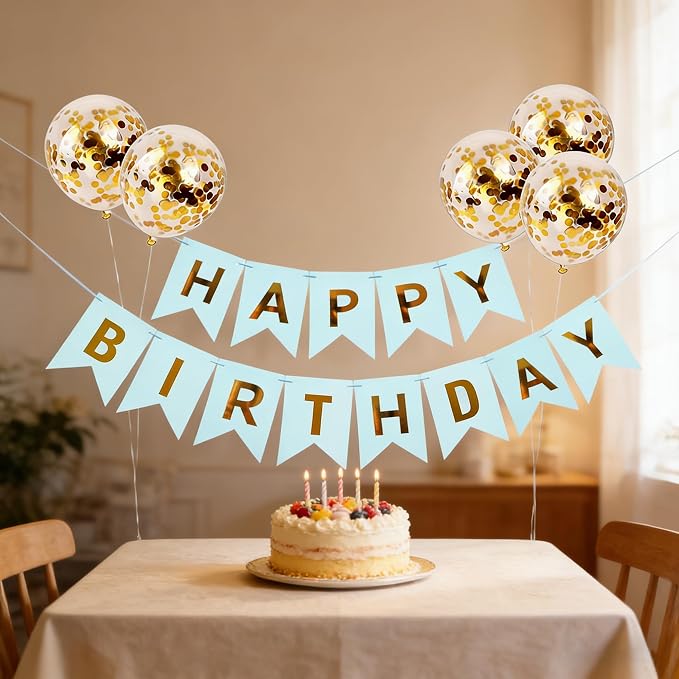 Happy Birthday Banner Sign Bunting Hanging Decorations - Image 4
