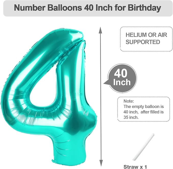Happy Birthday Balloon 40 Inch Blue-Green 3 Balloon - Image 5