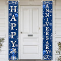 Avezano Happy Anniversary Door Banner Navy Blue and Silver Anniversary by AVEZANO