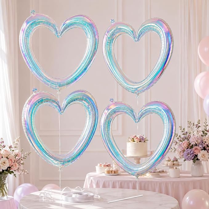 Iridescent Heart Balloons, Baby Shower, Engagement and Bridal Shower Decorations by BIAPIAN
