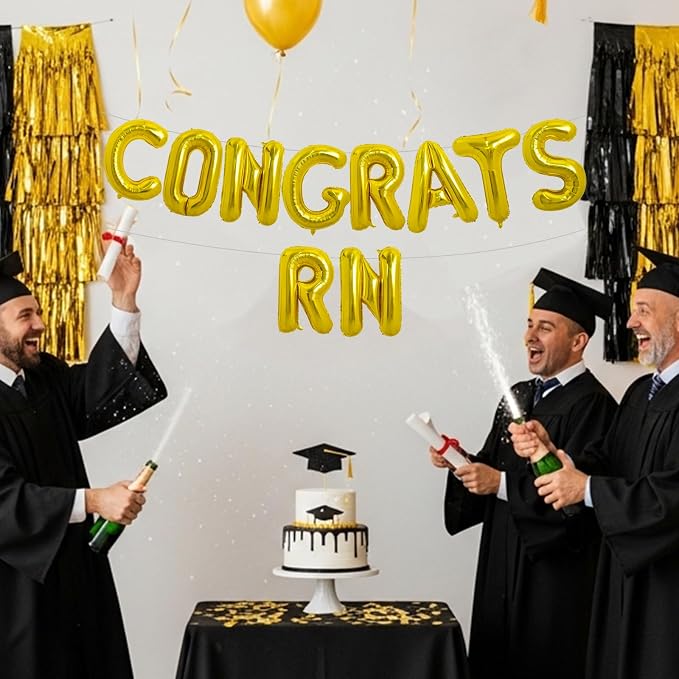 TONIFUL 2026 Nurse Graduation Decorations Gold Congrats RN 2026 Balloons 16 - Image 5