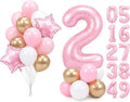 PartyWoo Number Balloons 40 Inch Pink Number 2 Kit 25pcs by PartyWoo