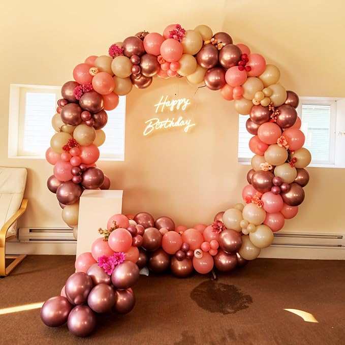 Dusty Pink Balloons, Double Stuffed Beige Balloon Pearl White Metallic Rose - Image 7