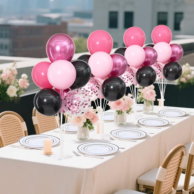 Pink and Black Balloons Table Centerpieces Stand Kit - Image 7