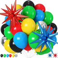 Red Blue Yellow Green Black Balloons, 22 Inch Red Blue Explosion Star Foil by Togvu