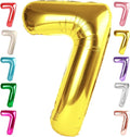7 Balloon Numbers Birthday Decorations, 40In Gold Balloons by Mluchee