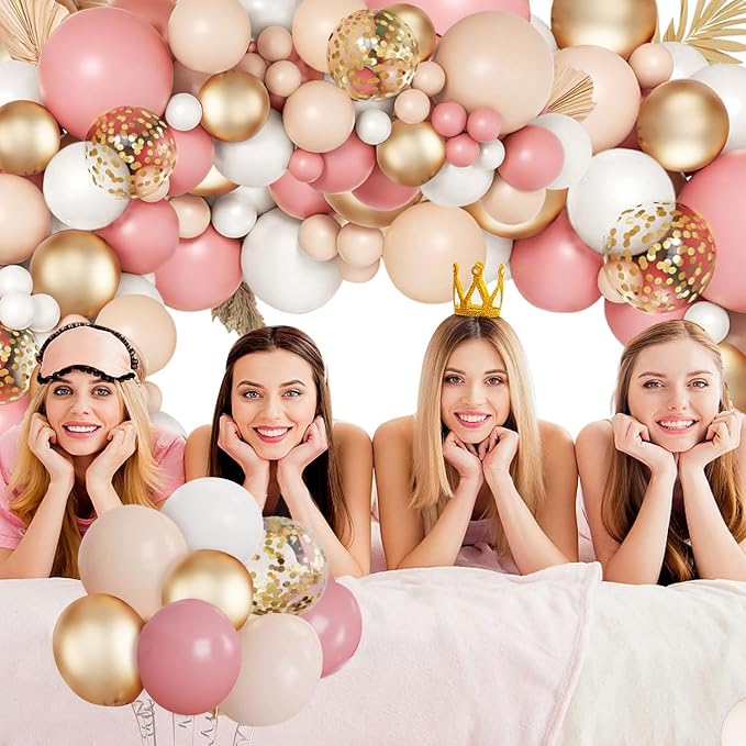 Blush Pink White Gold Nude Balloons Arch Kit, Party Decor. | Blush Retro Pink - Image 6