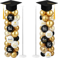 Thenshop 2 Sets Graduation Balloon Column Stand Kit 2026- Black Gold Balloon by Thenshop