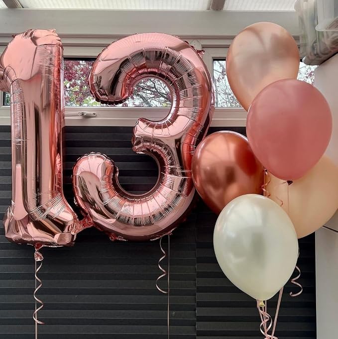 Rose Gold 3 Number Balloons, 40 Inch Big 3 Balloon Numbers Rose Gold 3 Foil - Image 6