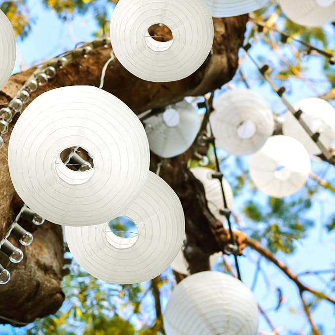 Treela 30 Pack White Chinese Japanese Paper Lanterns Decorative Hanging Round - Image 3