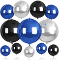 Blue Silver Black Round Balloons Foil, Metallic Blue Silver Balloons by BIAPIAN