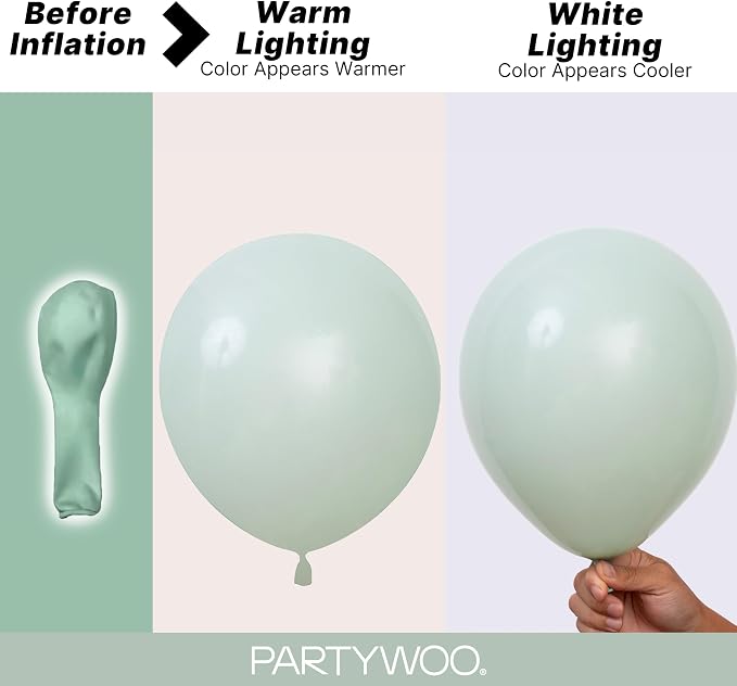 PartyWoo Dusty Green Balloons 140pcs Sage Olive Eucalyptus Green Boho Color | - Image 3