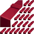 20 Pack Burgundy Satin Table Runner,12 x 108 inch Long Premium Smooth Burgundy Table Runners for Wedding, Banquets, Birthday, Party, Engagements,Table Runners fit Rectangle and Round Table