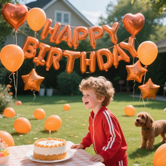27 Pcs Orange Birthday Decorations, 3D Letters Orange Happy Birthday Balloon - Image 5