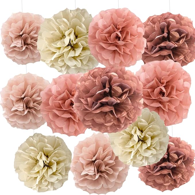 We Moment Blush Pink Rose Gold Tissue Paper Flowers Decorations - Image 2