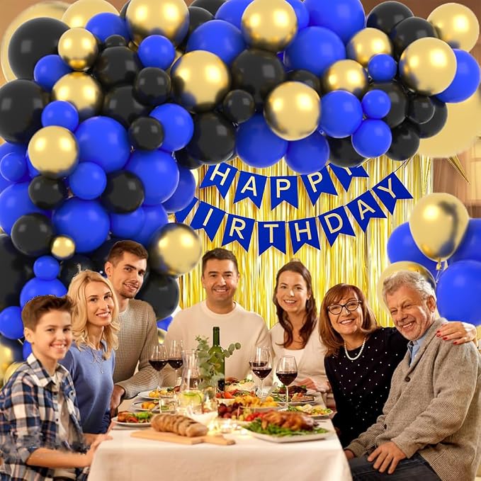 Blue Black Gold Balloon Garland Arch Kit - Image 2