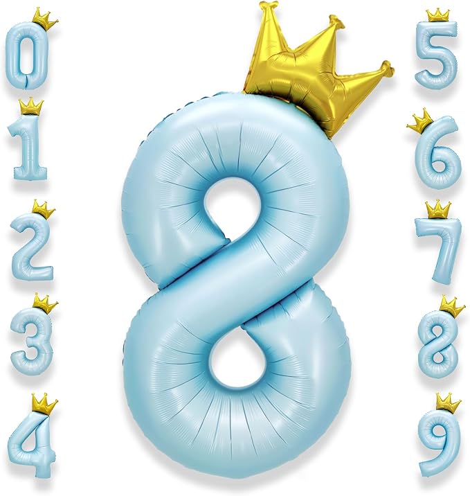 AULE 40 Inch Big Light Blue 8 Balloon Number by AULE