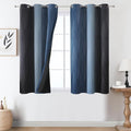 Black and Navy Blue Ombre Blackout Curtains 45 Inches Long, Full Room Darkening by ESTELARTEXTILER