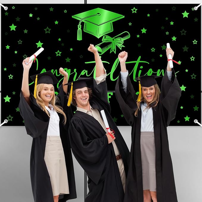 Congratulations Class of 2026 Backdrop Black Green Graduation Banner Congrats - Image 6