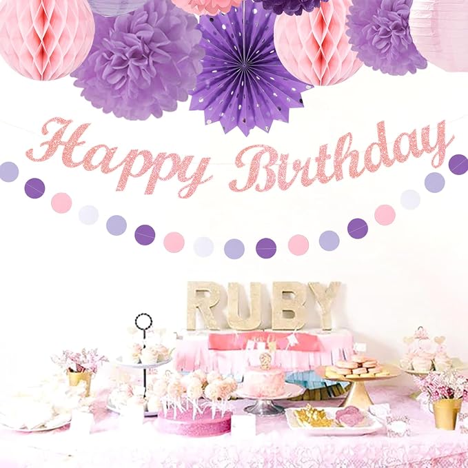 Purple Lilac-Lavender Pink Women Birthday Party-Decorations - Image 6