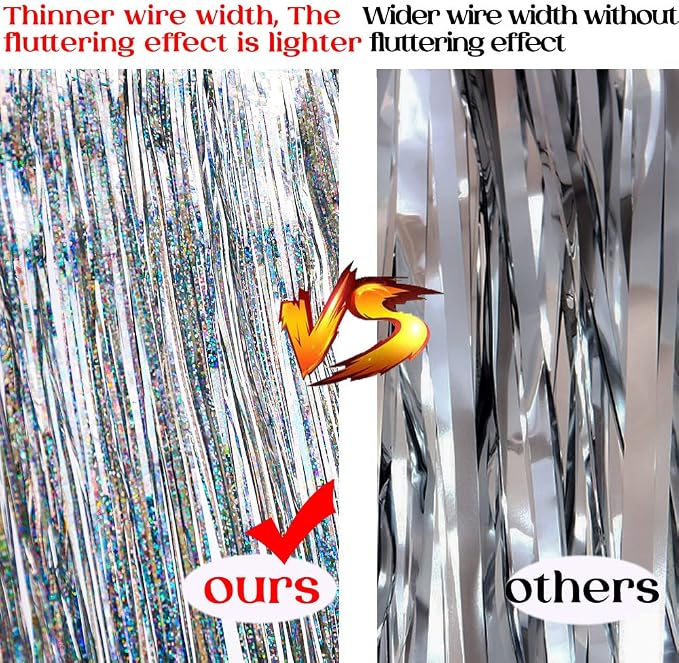 Premium Glitter Silver Fringe Tinsel Garland - Image 6