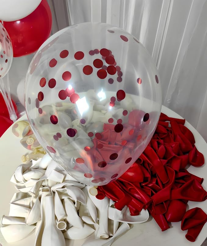 300 Pack Red and White Balloons 12 Inch Red Confetti Balloon - Image 4