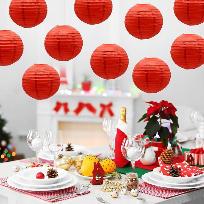 Red Paper Lanterns Round Shape Chinese Japanese Lanterns - Image 6