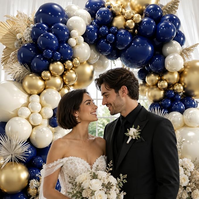 Navy Blue Gold Balloons Garland Arch Kit - Image 5