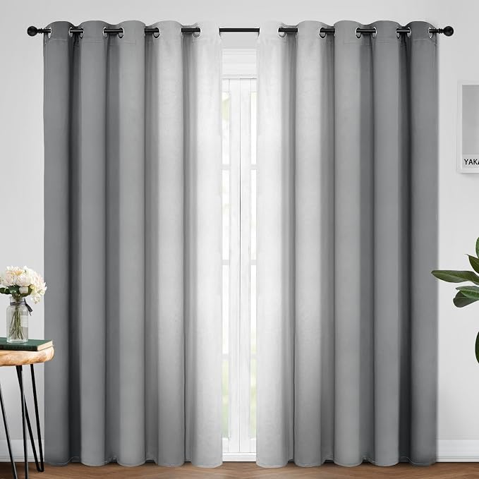 Yakamok Ombre Curtains Grey and Greyish White by Yakamok