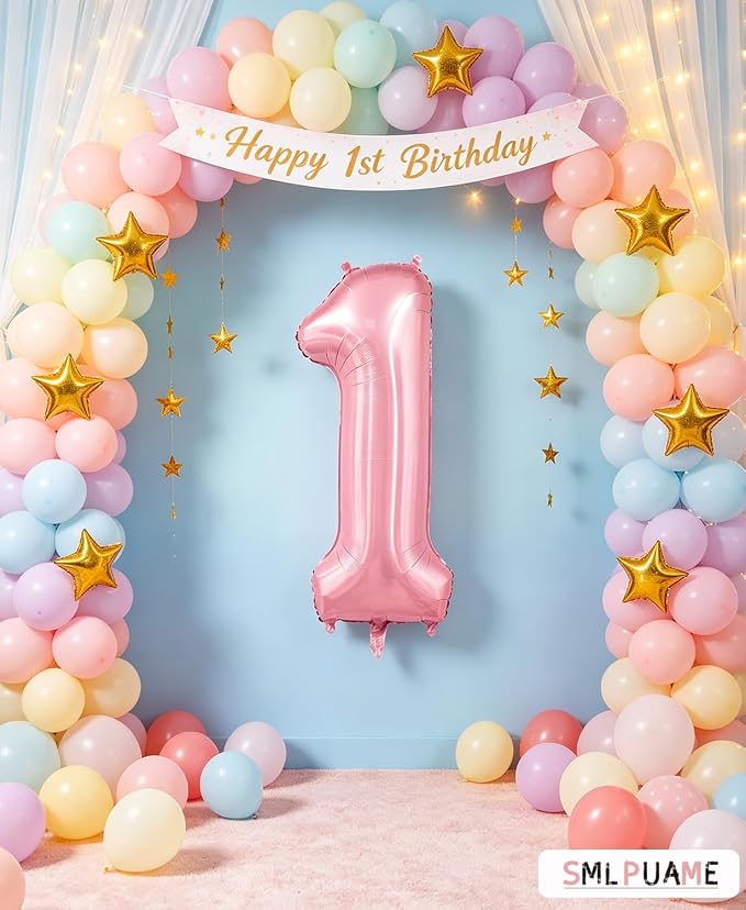 Pastel Pink 5 Balloons, 40 Inch Large Light Pink Foil Number Balloons 0-10 - Image 6