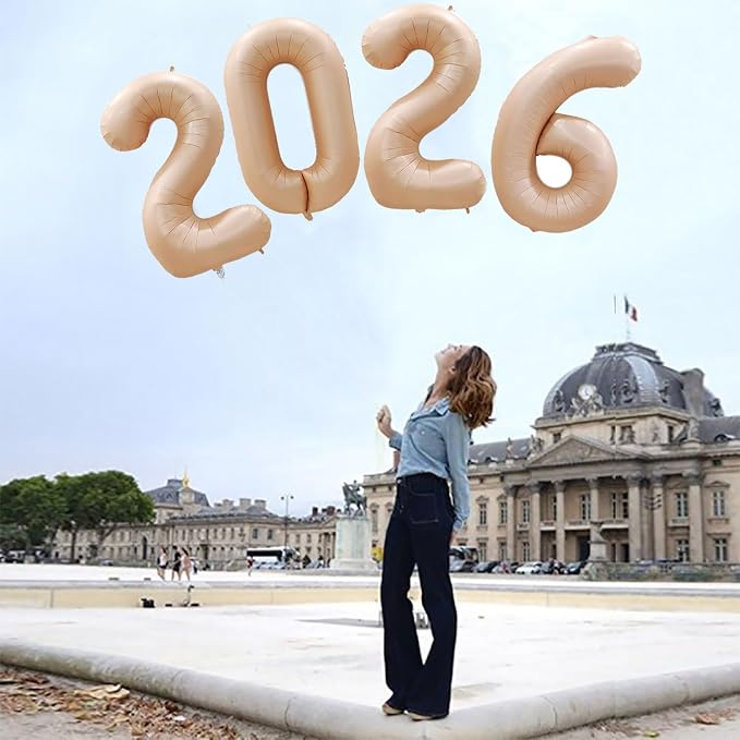 42 Inch 2026 Caramel Foil Number Balloons - Image 3