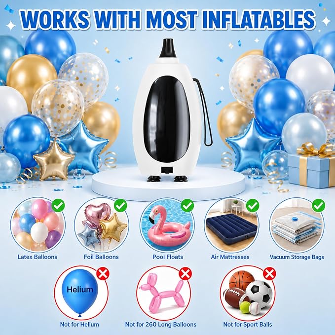 Balloon Pump Electric, Portable Balloon Inflator Air Pump Balloons Blower - Image 5