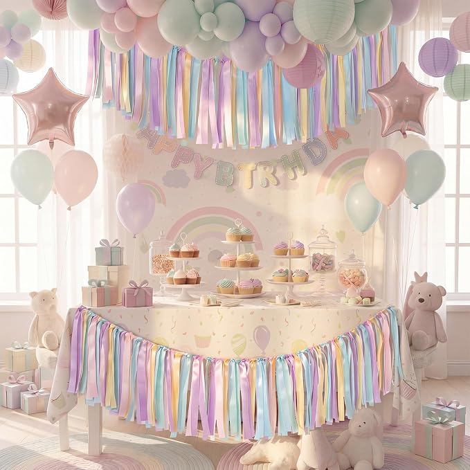 3 Pcs Pastel Ribbon Tassel Garland Pastel Banner Classroom Decor | 19 ft - Image 4