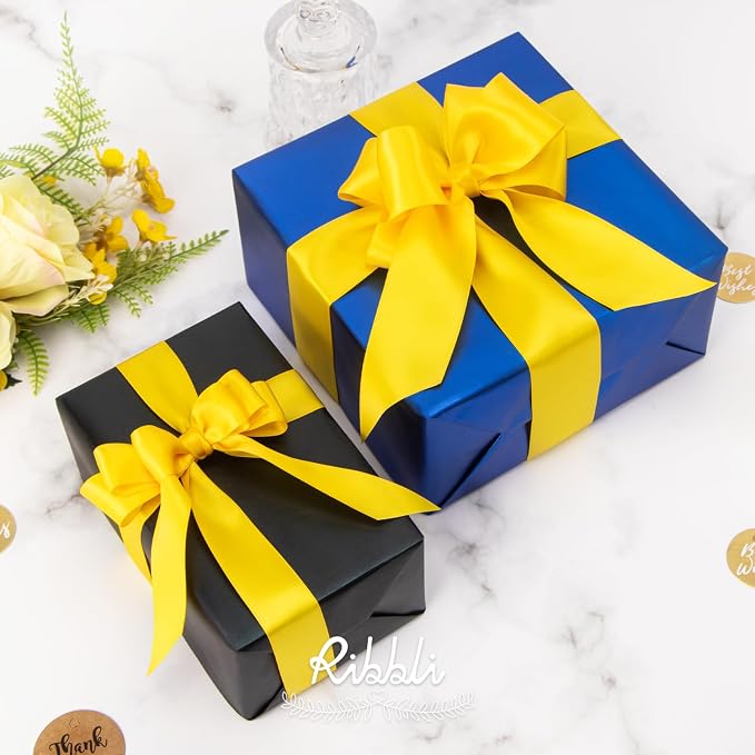 Ribbli Maize Yellow Double Faced Satin Ribbon, 1” x Continuous 25 Yards - Image 4