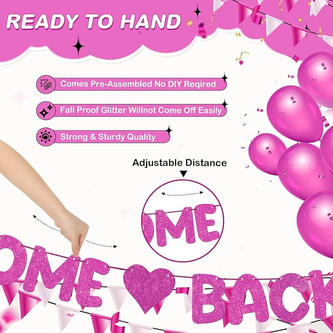 Fulmoon Pre Strung Welcome Back Glitter Banner First Day of School Party - Image 2