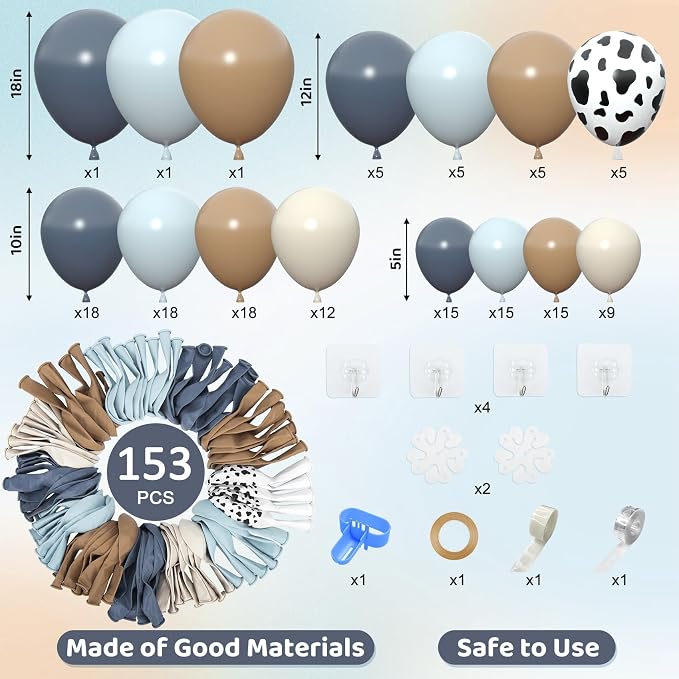 Amandir 153pcs Cowboy Balloon Arch Garland Kit Different Sizes | 18 12 10 5inch - Image 3