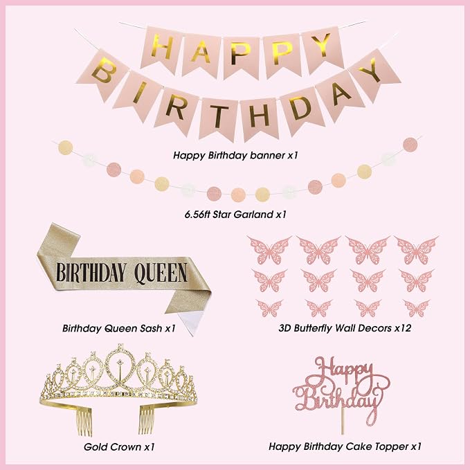 Amandir Boho Dusty Pink Birthday Decorations - Image 3