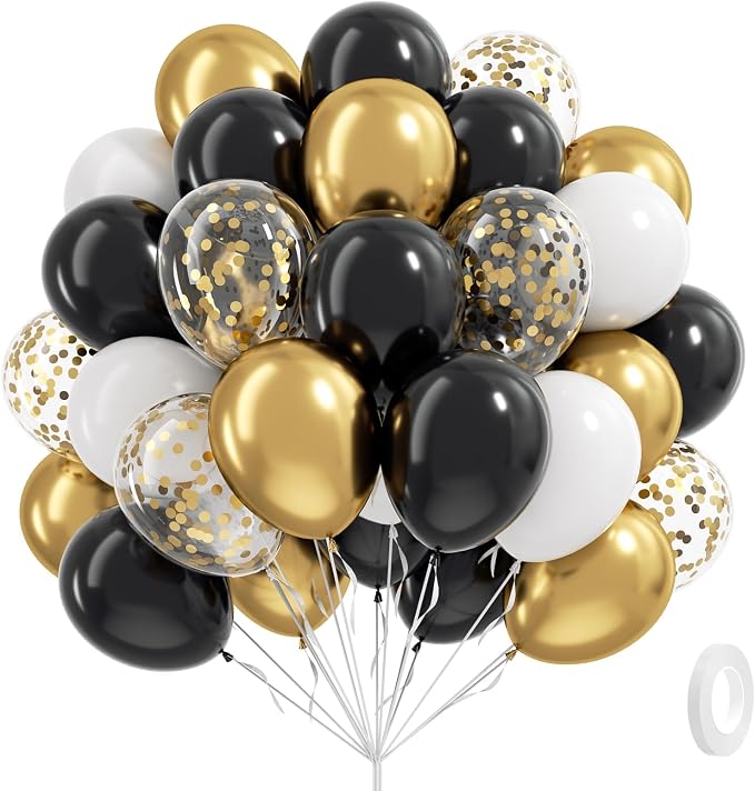 Black White and Gold balloons by Vicduotex
