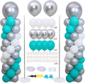 2 Sets Teal Blue Silver White Balloon Column Kit by KINNOGOLDLEAF