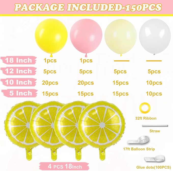 Lemon Balloon Arch Garland, Lemonade Party Main Squeeze Bridal Shower - Image 3
