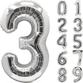 Number Balloons Silver Party Balloon by United-UnicornsParty
