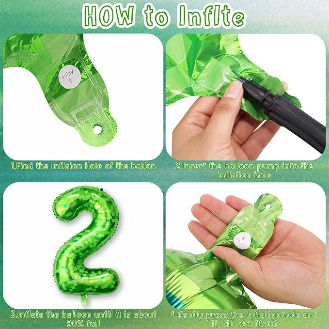 40 Inch Green Pixel Number 2 Balloon, Lime Green Large Foil Number Balloon 2nd - Image 4