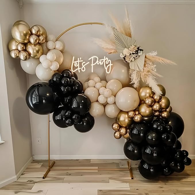 Black and Gold Balloon Arch Garland Kit, Graduation Balloons Black White Sand - Image 8
